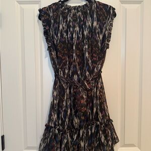 Olivaceous Black and Brown Patterned Midi Dress
